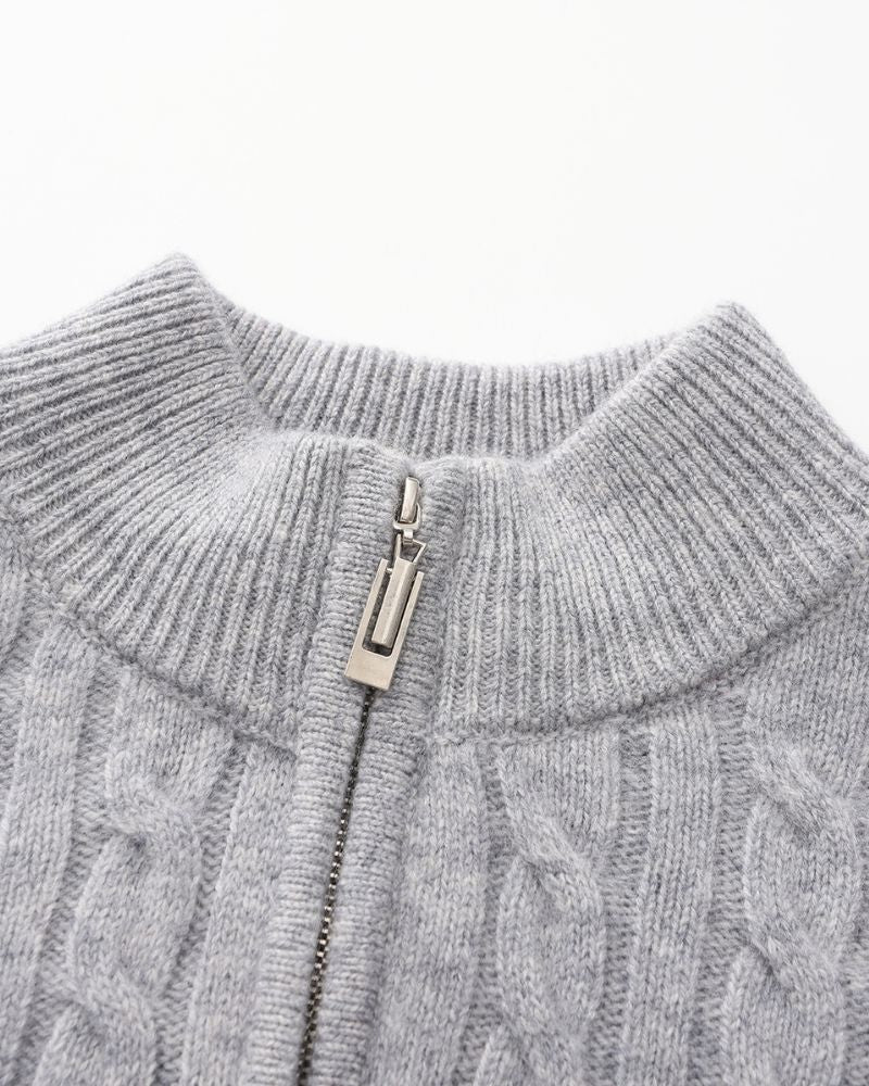 100 % gewebter Kaschmirpullover mit halbem Reißverschluss