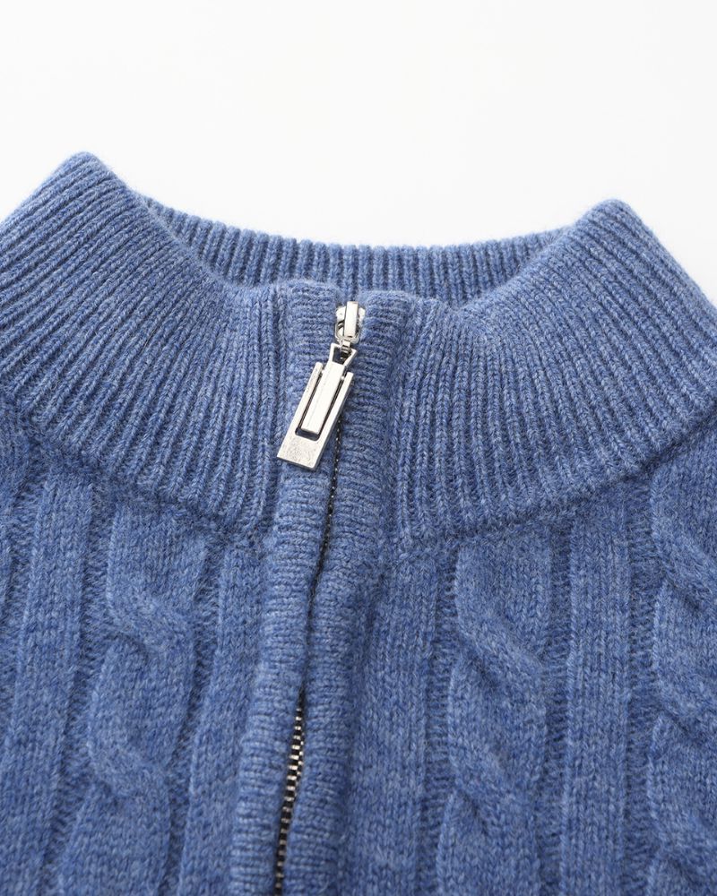 100 % gewebter Kaschmirpullover mit halbem Reißverschluss