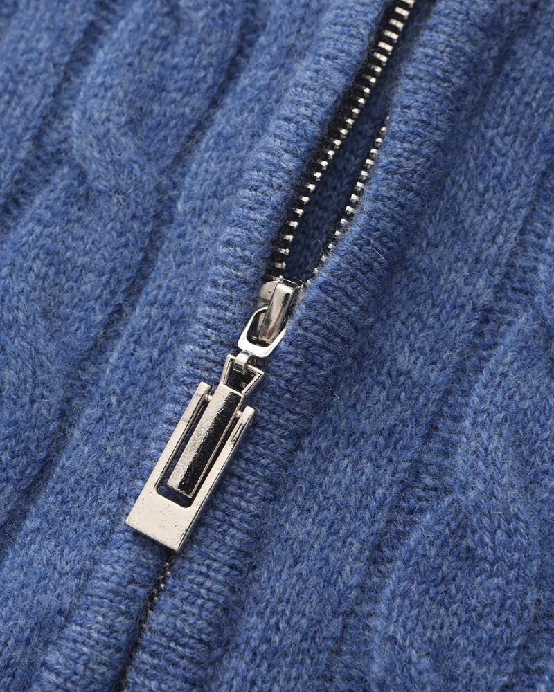 100 % gewebter Kaschmirpullover mit halbem Reißverschluss