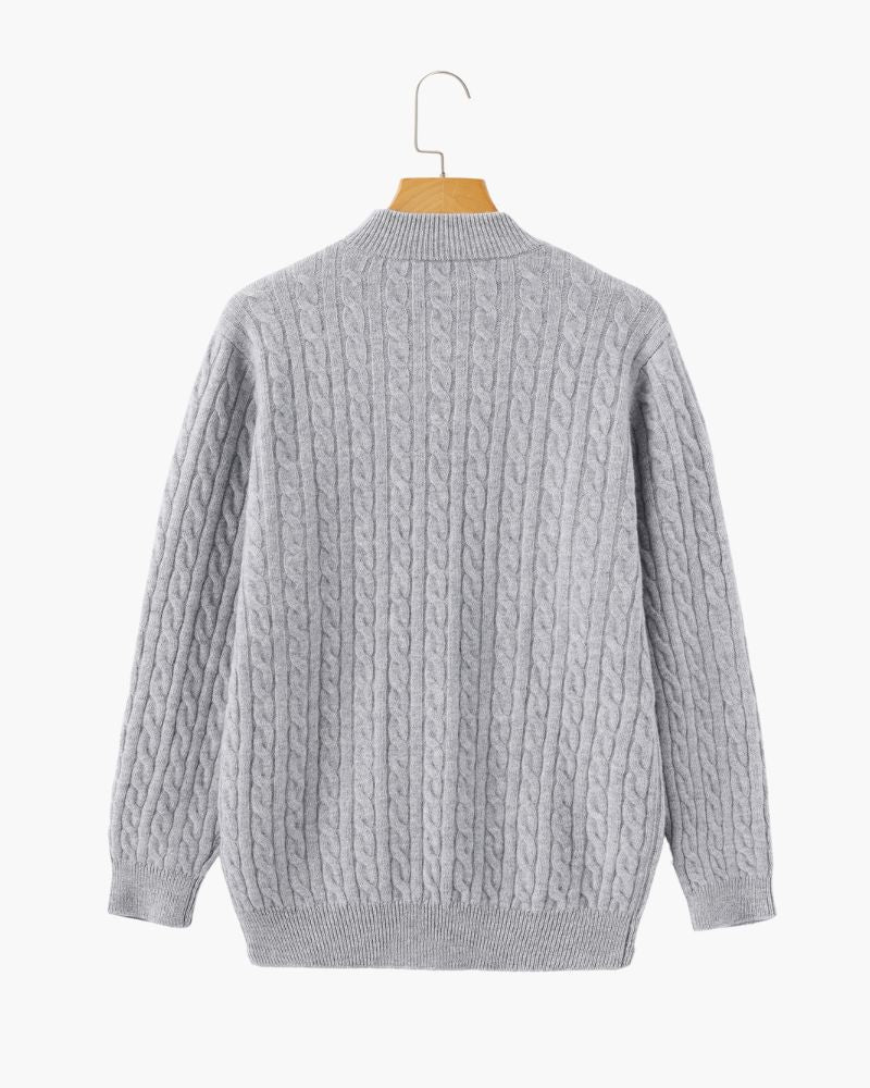 100 % gewebter Kaschmirpullover mit halbem Reißverschluss