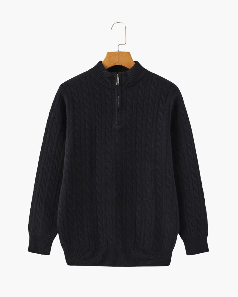 100 % gewebter Kaschmirpullover mit halbem Reißverschluss