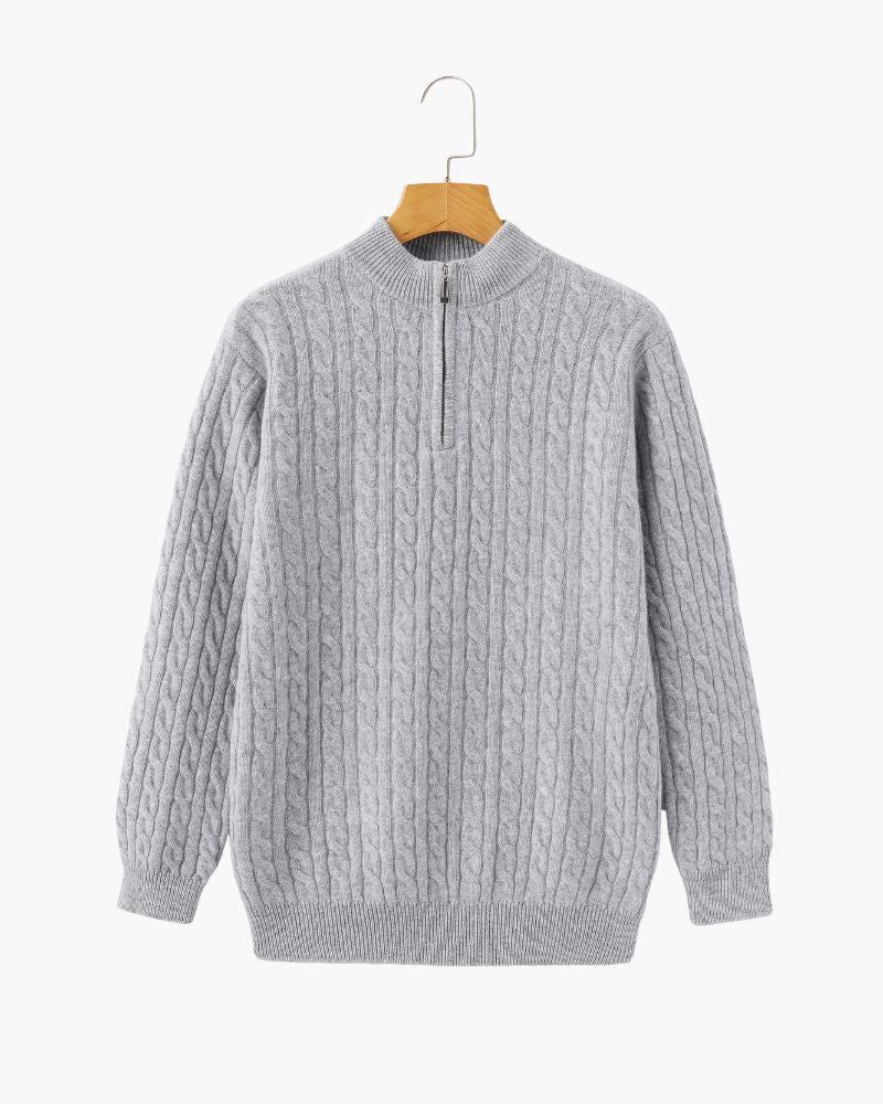 100 % gewebter Kaschmirpullover mit halbem Reißverschluss