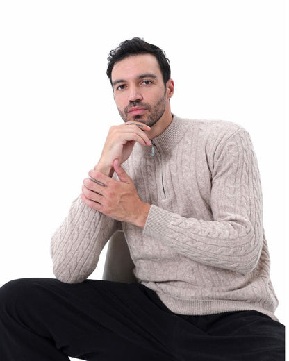 100 % gewebter Kaschmirpullover mit halbem Reißverschluss