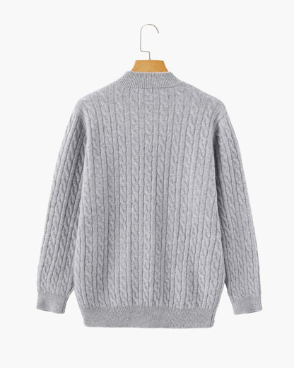 100 % gewebter Kaschmirpullover mit halbem Reißverschluss