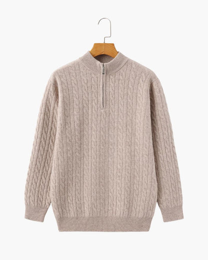 100 % gewebter Kaschmirpullover mit halbem Reißverschluss