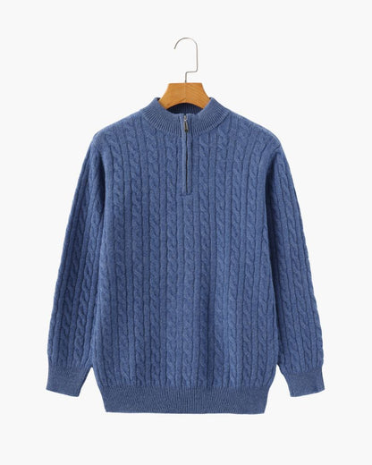 100 % gewebter Kaschmirpullover mit halbem Reißverschluss
